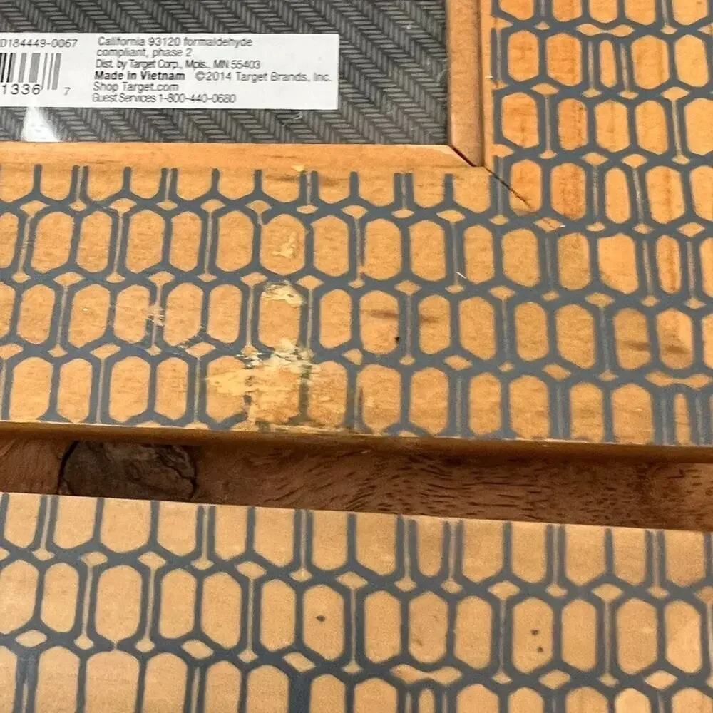 Threshold Natural Wood Picture Frames Set of 4 Blue Geometric Overlay